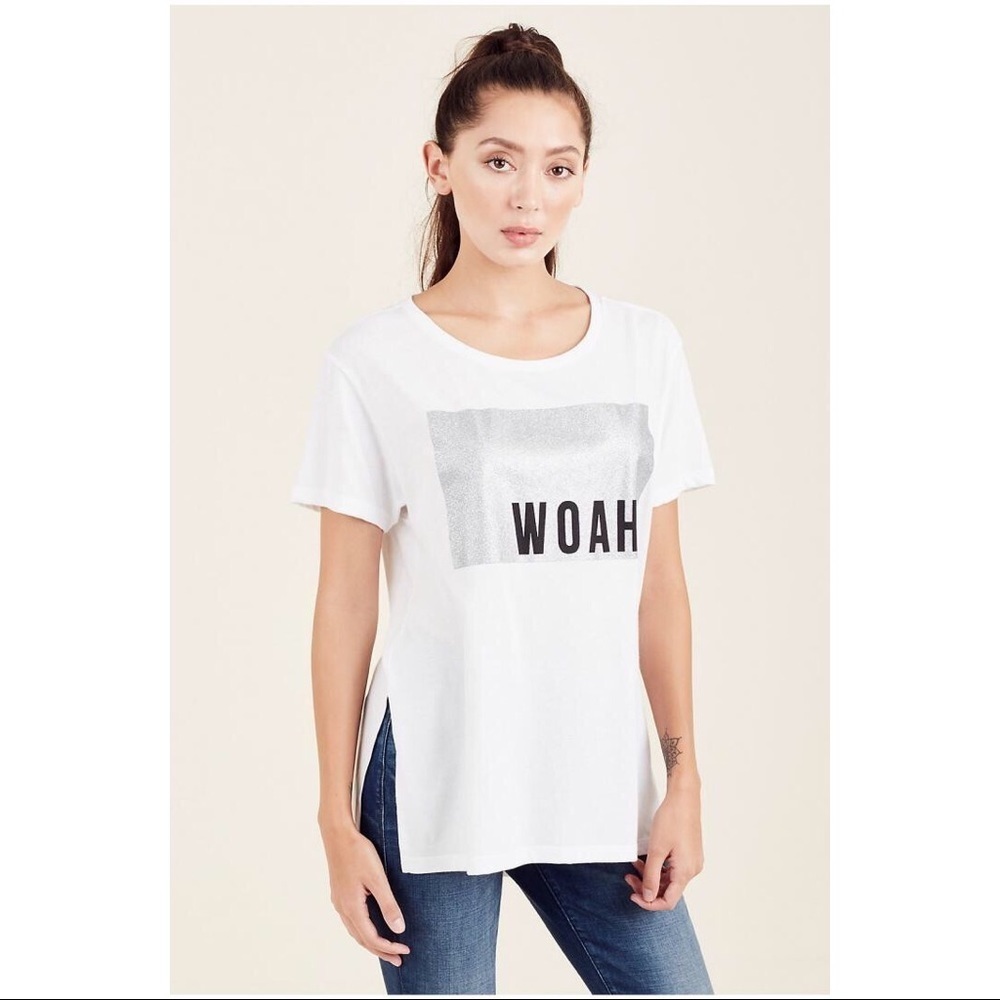 NEW WOAH LETTERING TRUE RELIGION WHITE TEE T-SHIRT TOP S
